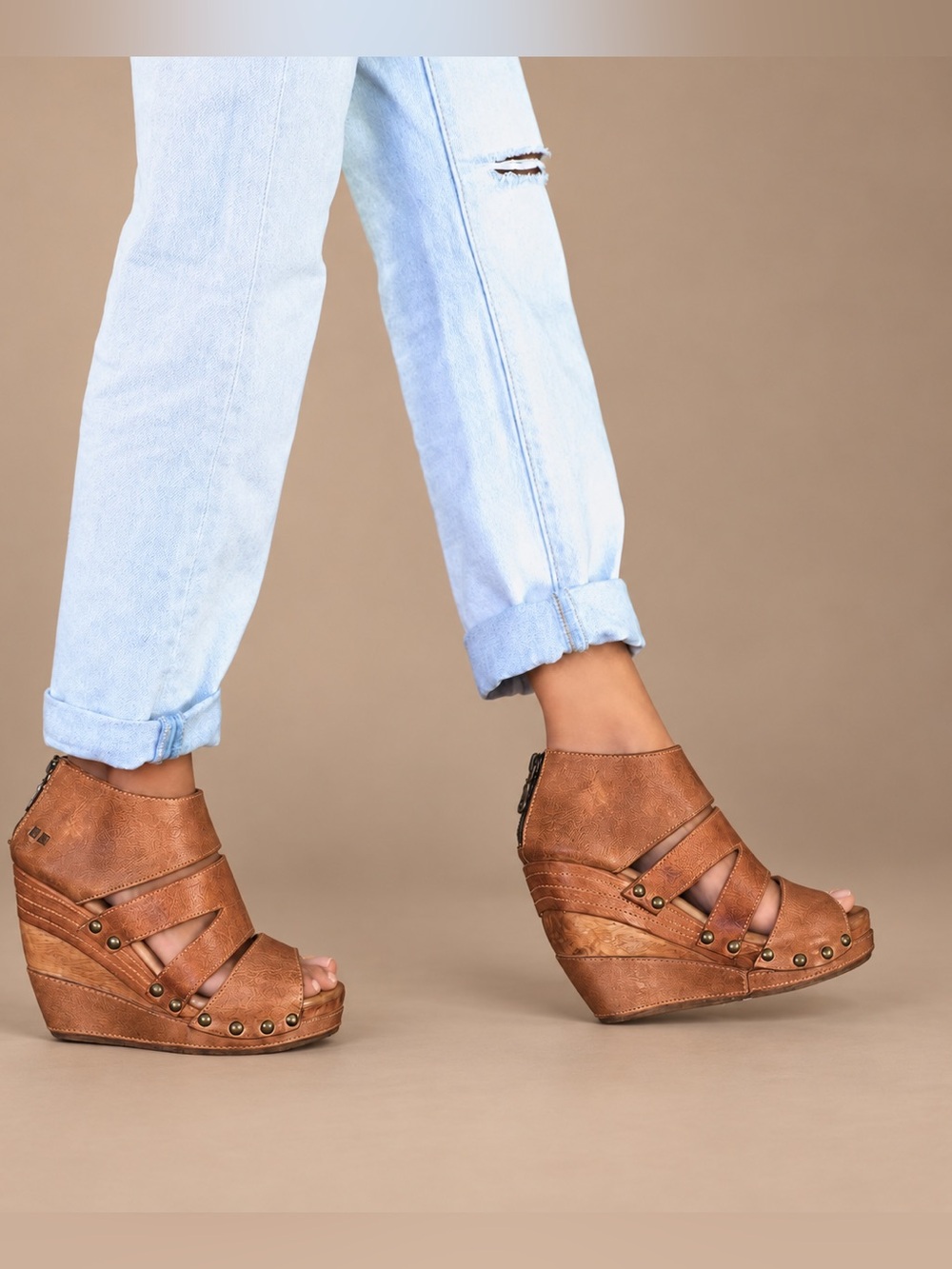 Bed Stu Jacey II Brown Leather Wedge Sandals Size 10 NWT